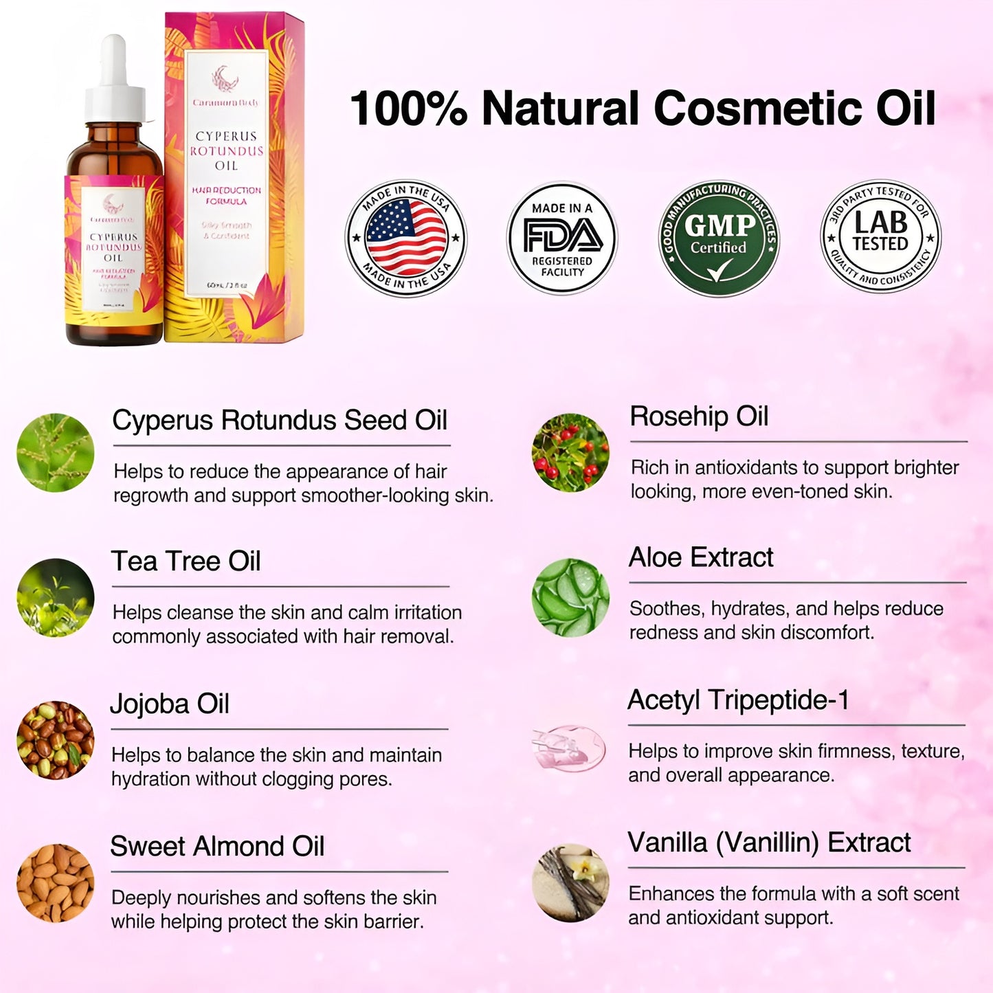Cyperus Rotundus Oil for Hair Removal